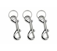 HARTS Double Ended Snap Hook Keyring, Chrome Finish, Heavy Duty, with 32mm Split Ring, 3 Pack