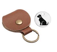 Harts Genuine Tan Leather Pound Pouch with a Trolley Token of your selection Fob Keyring Pound Pouch Keychain Key Ring Holder (Dog)