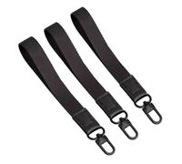Harts Multi pack of 3 Large Heavy Duty Nylon Identification Key Ring Clip on Handel loops Fob. (Black)