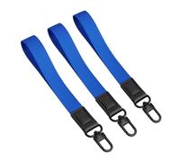 Harts Multi pack of 3 Large Heavy Duty Nylon Identification Key Ring Clip on Handel loops Fob. (Blue)
