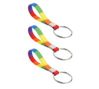 Harts Multi pack of 3x 39mm Heavy Duty Identification Silicon Rainbow LGBTQ Key Ring loops Fob.
