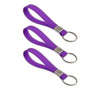 Harts Multi pack of three Heavy Duty Identification Silicon Key Ring loops Fob. (3 Purple)
