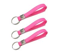 Harts Multi pack of three Heavy Duty Identification Silicon Key Ring loops Fob. (Pink)