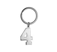 Harts Single Number Keychain with Lucky Digit Charm, Zinc Alloy Pendant, 18x27mm, Hotel Room Number Key Ring for Bag Decoration and Gift, Choose from 0-9 (four)