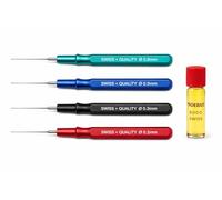 Harts Swiss Quality Precision Watch Oiler Pen Set, 4 Pieces, Carbon Steel Tips, 0.2mm/0.3mm/0.5mm/0.8mm Sizes, with Protective Covers Including Moebius 8000 Quality Watch Oil