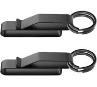 Harts Tactical Quick Release Key Holder Belt Clip, 2 Pack with 4 Removable Rings, 1.5-2.25 Inch Belt Width, Black
