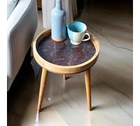 Hartsmede Handmade Mango Wood Side Table Detachable 22" Legs Intricate Metal Embossed in Bronze Hartsmede Bronze