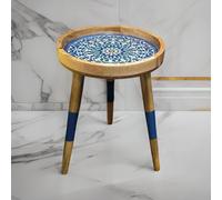 Hartsmede Handmade Side Table Solid Mango Wood Detachable Legs Marrakesh in Dark Blue Hartsmede Dark Blue