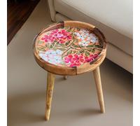 Hartsmede Handmade Side Table Solid Mango Wood Detachable Legs Mosaic in Light Red Hartsmede Light Red
