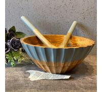 Hartsmede Nakkashi Hand Carved Serving Bowl Set With Spoons Deco Grey Hartsmede Grey