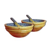 HARTSMEDE Portion Bowl with Spoon Set of 2 Sambal Design Hand Trurned Wood