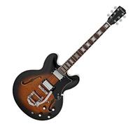 Hartwood Revival Legend TR Semi Acoustic Guitar, Sunburst | Deep Resonant Tones from Basswood Body, Onboard Tremolo Arm for Nuanced Vibrato, Braced Semi-Hollow Design, Sunburst