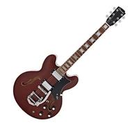 Hartwood Revival Legend TR Semi Acoustic Guitar, Walnut | Deep Resonant Tones from Basswood Body, Onboard Tremolo Arm for Nuanced Vibrato, Braced Semi-Hollow Design, Walnut