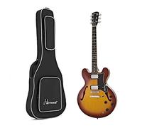 Hartwood Revival Semi Acoustic Electric Guitar with Gig Bag Sunburst | Two vintage-style humbuckers, basswood body for rich tone, thermally treated maple laminate fretboard