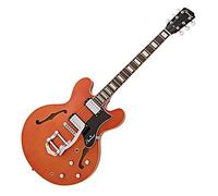 Hartwood Revival Semi Acoustic Guitar with Vibrato Orange | Old School Vibrato with Two Vintage-Style Humbuckers, Adjustable Floating Bridge, Chrome Machine Heads, Burnt Orange Finish