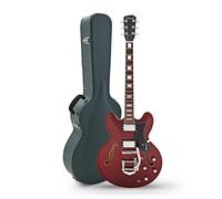 Hartwood Revival Vibrato Semi Acoustic Guitar & Hard Case Cherry Red