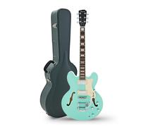 Hartwood Revival Vibrato Semi Acoustic Guitar & Hard Case Jade Green
