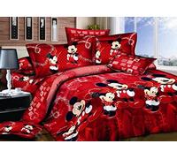 Haru Homie 100% Cotton Kids Reversible Printing Mickey Mouse Couples Duvet Cover 3PCS Bedding Set with Zipper Closure, King(No Comforter)