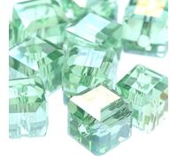 HARU Miscellaneous Goods Cube Glass Beads 8mm Set of 10 Square Square Dice Aurora Accessories Parts (Aurora Light Green)
