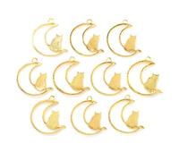 HARU Miscellaneous Goods Resin Empty Frame Gold 10 Piece Set tg07 Gold Cat Crescent Moon Frame with Can Resin Parts Frame
