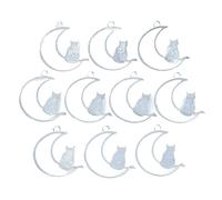 HARU Miscellaneous Goods ts07 Resin Empty Frame, White Silver, 10 Pieces, Silver Cat, Crescent Moon, Frame, Can, Parts, Molding, Charm