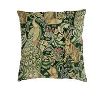 Haruha William Morris Green Forest Animals Peacocks Fox Hare 4 Decorative Throw Pillow Cover Soft Velvet Throw Pillow Case Home 10369 0