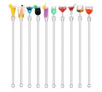 Haruida 10Pcs Cocktail Drinks Tropical Drink Stirrers Acrylic Cocktail Cute Cocktail Sticks Drink Mixer Bar Stirring Mixing with Colorful Miniature Accessory