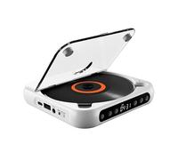 HARUMATY Portable CD Player with Bluetooth & Built-in Speaker - Compact Disc Player for Car, Home, Study & Travel - White