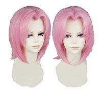 Haruno Sakura Short Cherry Pink Styled Hair With Headband Heat Resistant Cosplay Costume Wig + Wig Cap