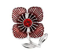 harupink Poppy Brooches Pin Enamel Badges Crystal Banquet Red Poppy Flower Remembrance Day Gift for Women (#20)