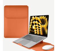 HaruYo 13 13.5 14 15 15.6 16 Inch Laptop Sleeve with Stand Function | Leather Sleeve for MacBook Pro/MacBook Air/Surface/iPad Pro/Surface/Dell/Lenovo/HP/ASUS/Acer 15" 16" Inch Bright orange