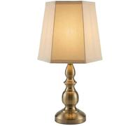 Harvard Antique Brass Touch Table Lamp | Cream Hexagonal Fabric Shade | 4-Stage Sensitive Dimmer Bedside Light | Classic Candlestick Design for Living Room & Bedroom | Bulbs Not Included (Single)
