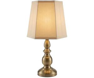 Harvard Antique Brass Touch Table Lamp | Cream Hexagonal Fabric Shade | 4-Stage Sensitive Dimmer Bedside Light | Classic Candlestick Design for Living Room & Bedroom | Bulbs Not Included (Single)