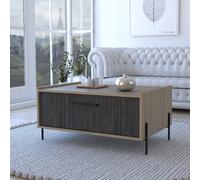 Harvard Coffee Table with Storage Drawer, Washed Oak, Metal Handles - Stylish