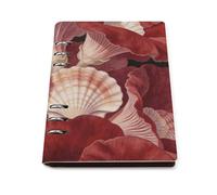 Harvard Crimson and Seashell Flowers Ring Binder Notebook, Refillable Faux Leather A5 Loose Leaf Notebook, Waterproof Lay Flat Journal Binder with Lined Paper, Ideal for Personal and Professional Use