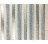 Harvard Stripe French Blue Linen 280cm/108" Wide Designer Material Sewing Upholstery Curtain Craft Fabric (Metre)