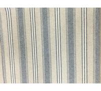 Harvard Stripe French Blue Linen 280cm/108" Wide Designer Material Sewing Upholstery Curtain Craft Fabric (A Sample)