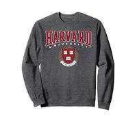 Harvard University Red Veritas Crest Sweatshirt, Adult Unisex, Dark Heather Grey, Large