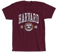 Harvard University T-Shirt Officially Licensed Crest Logo Tee, Crimson, Large