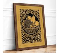 Harvest Abundance Art Deco Framed Wall Art Print A2 Walnut