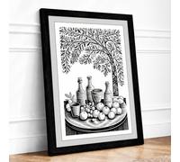 Harvest Abundance Vintage Framed Wall Art Print A4 Black