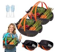 Harvest Basket, Garden Baskets for Gathering Vegetables, Vegetable Basket for Collecting, Carrying, and Cleaning Harvesting Basket Doubles As A Colander for Vegetables and Fruits (2 Orange)