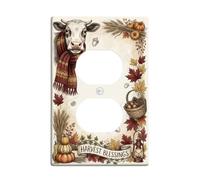 Harvest Blessings Cow Farmhouse Quote Duplex Outlet Covers Plate