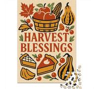 Harvest Blessings Fall Graphic 1000-Piece Jigsaw Puzzle for Adults, 38x26cm/1000pcs, January Puzzle Activity, Screen-Free Leisure And A Fresh Start