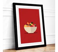 Harvest Bowl Mid Century Framed Wall Art Print A1 Black