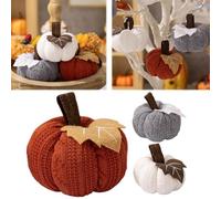 Harvest Crochet Pumpkin Decor Fall Knit Pumpkins for For Autumn Wedding (White)