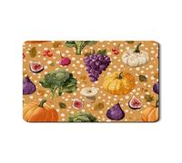 Harvest Dish Drying Mats For Kitchen Counter, Vintage Vegetable Absorbent Rubber Dish Mat, Polka Dot PU Leather Drying Pad For Home Decor 12x20 Inch