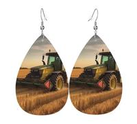 harvest earrings farm tractors women eardrop leather earings dangle earrings double sided lightweight ear accessories fashion jewelry birthday gift