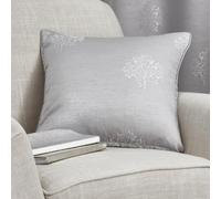 Appletree Silver Grey Tree Cushion 43 x 43cm - Textured Woven Floral Design, Piped Edge, Filled Scatter Pillow in Silver Grey