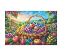 Harvest Fruit Basket 1000 Pieces Jigsaw Puzzles Cute Pets Warm The Heart For Men Educational Decompression Adults Anxiety Memory Care Mothers Valentines Gift Eco Friendly Material 1000 PCS